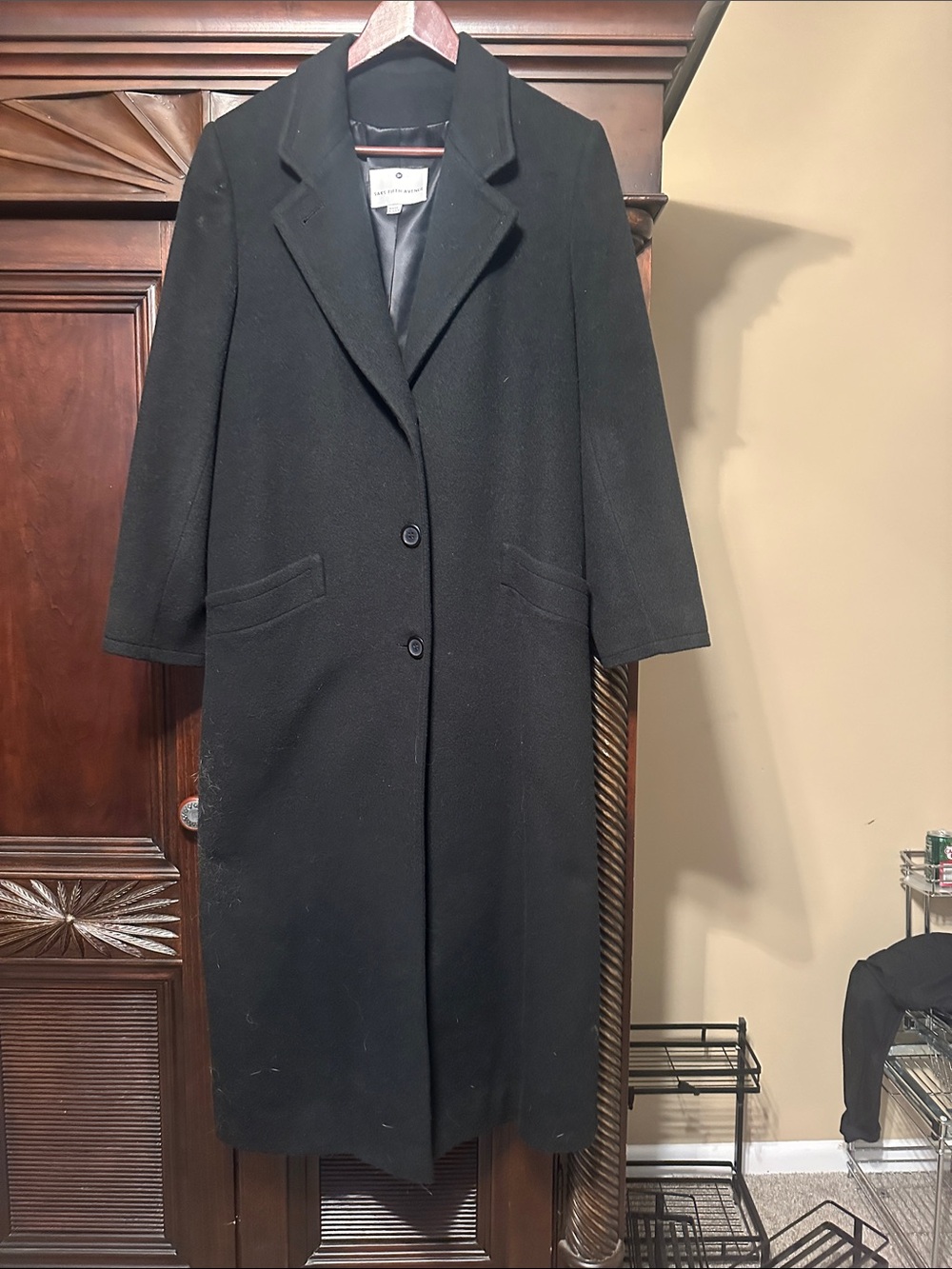 Saks Fifth Avenue Black Long Trench Coat